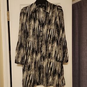 Alfani Black and Gray Relaxed Button Down Shirt